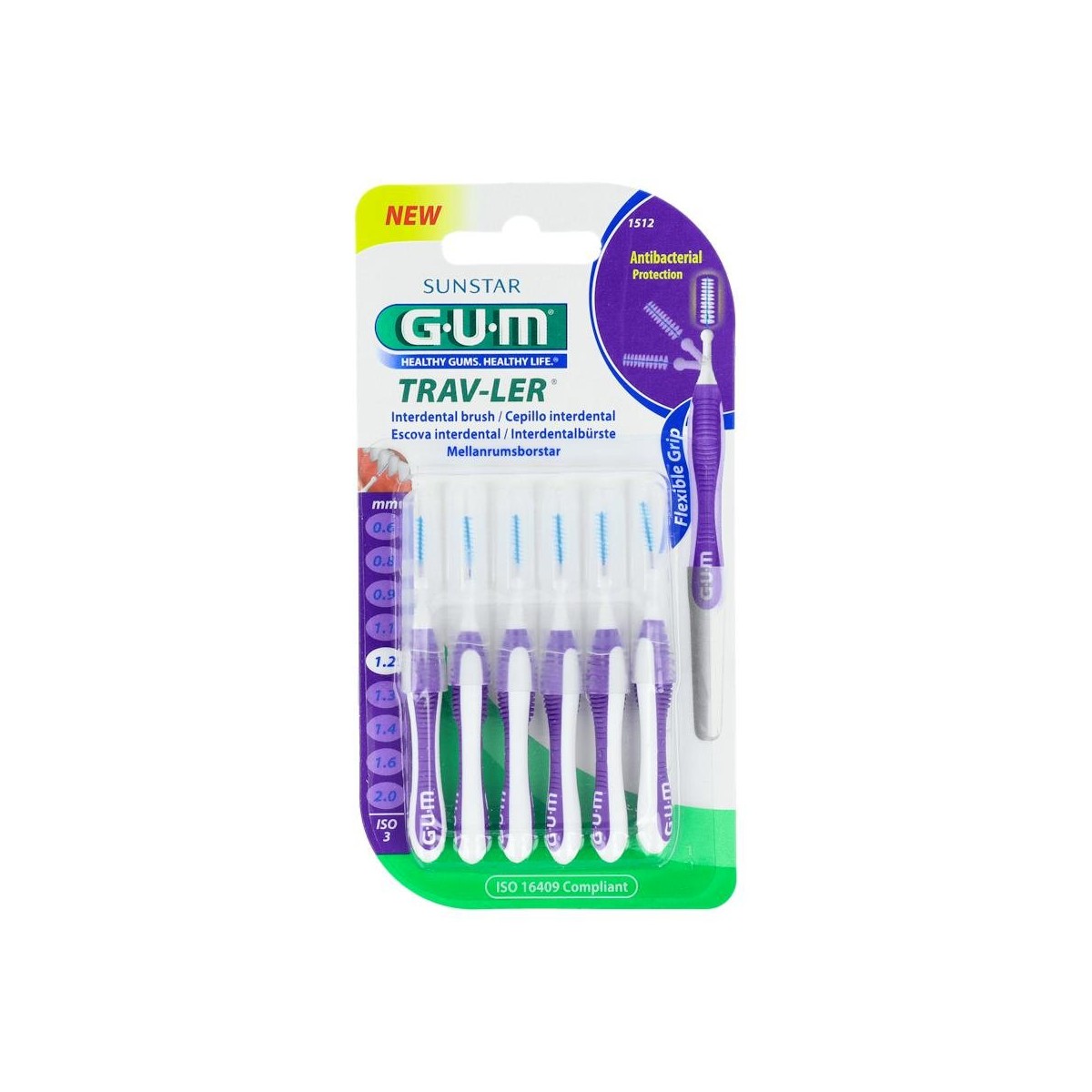 Cepillo Interdental Gum Trav-Ler 1512 1,2mm Lila 6 U