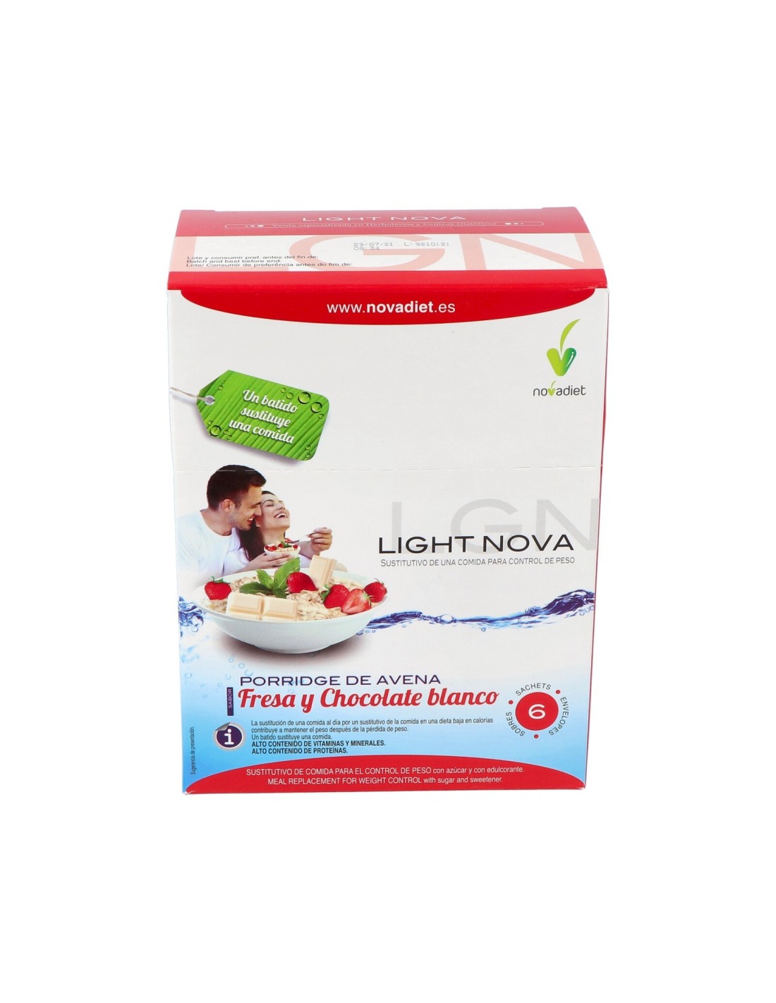 Light Nova Porridge Fresa Envase de 6 sobres de 35 g. de Novadiet